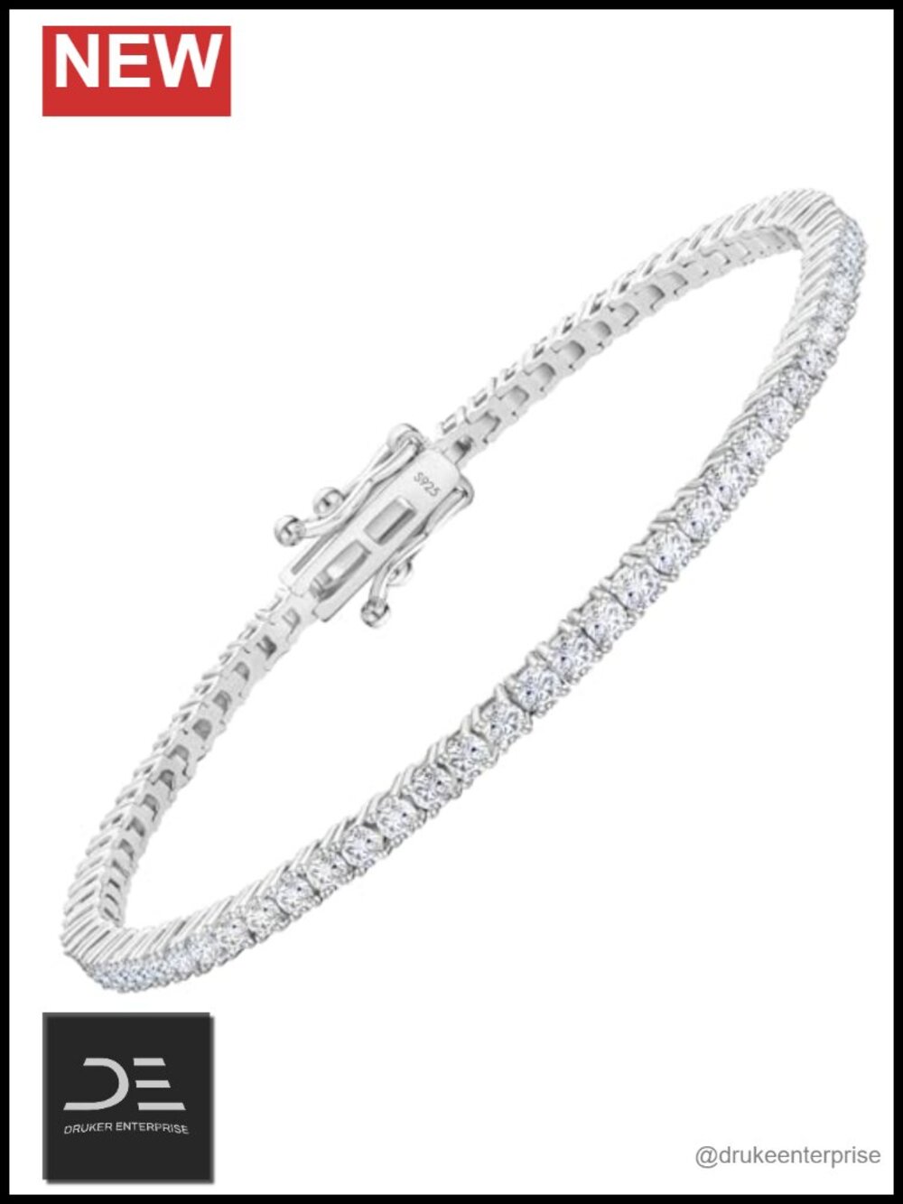 Moissanite Tennis Bracelet Women VVS1 2.2cttw 6.5in Double Safety Clasp Sparkly